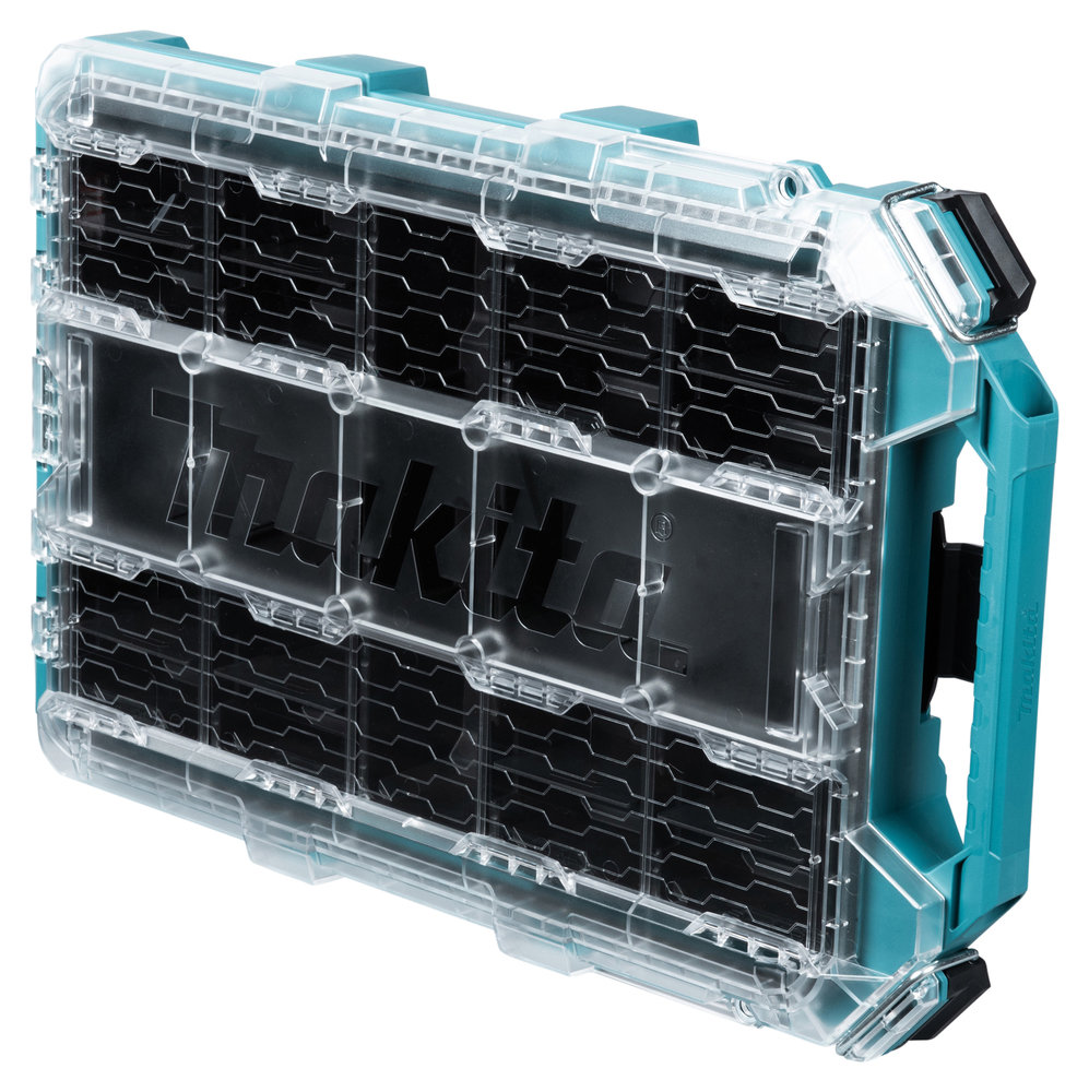 Transparentblaue Makita Organizer Box zur Aufbewahrung von Werkzeugen und Kleinteilen